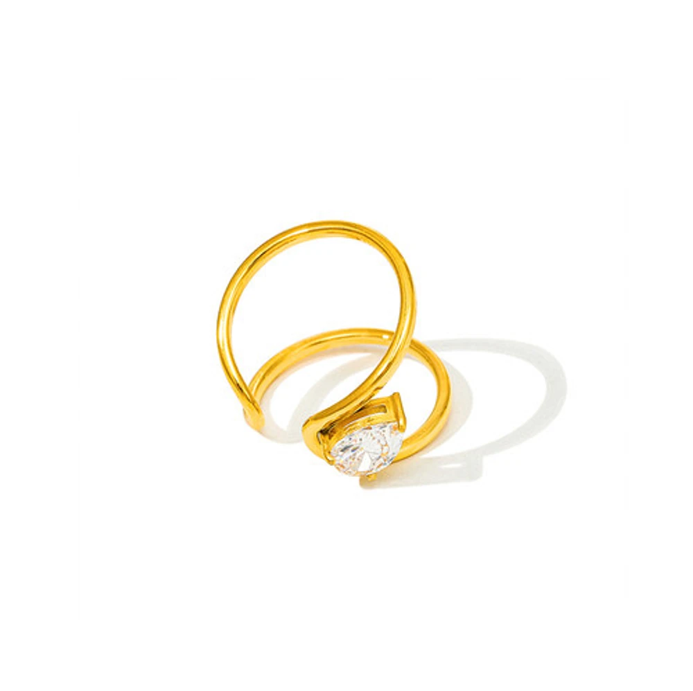 Open Front Gemstone Ring