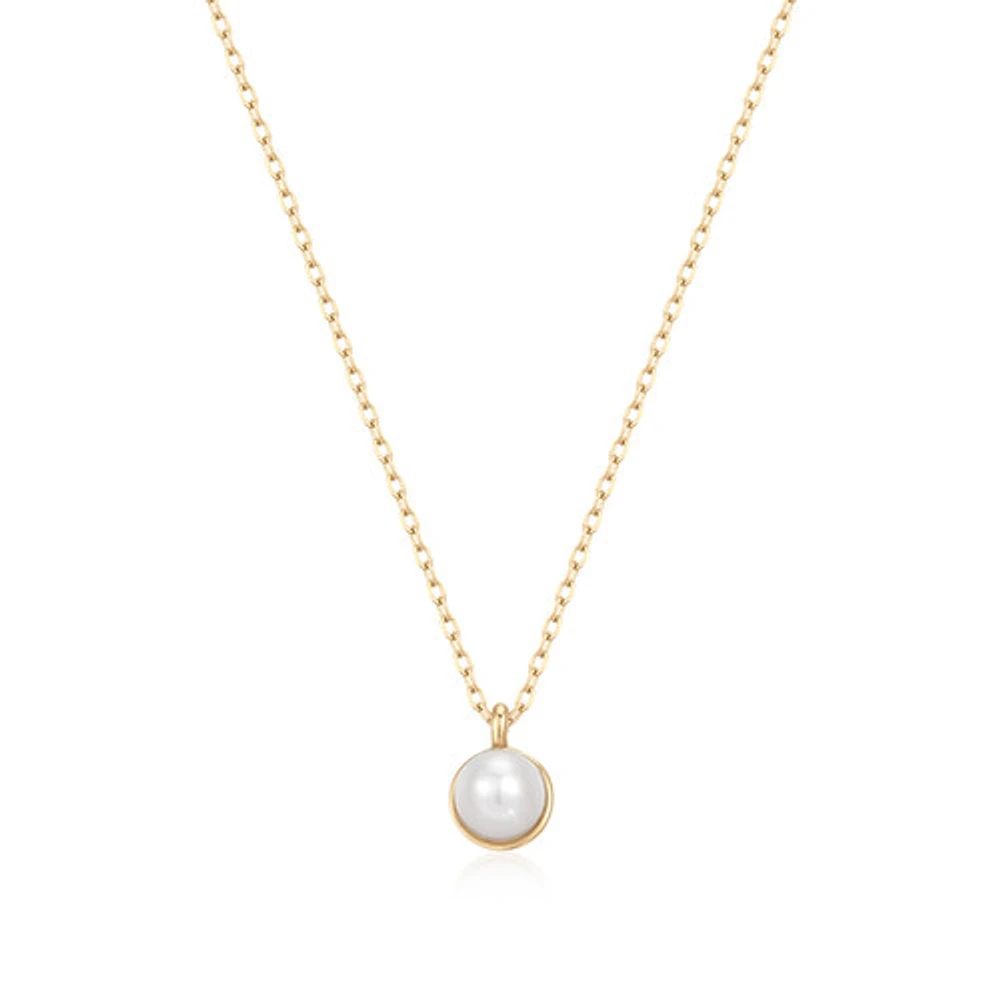 14k Solid Gold Grace Pearl Necklace