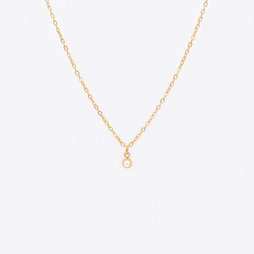 Gold Mini Pearl Pendant Necklace