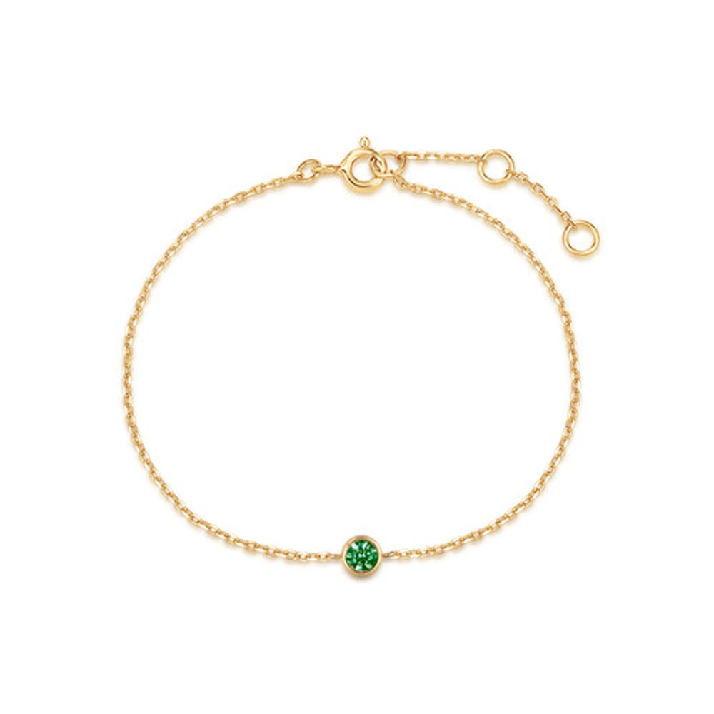 14k Solid Gold Emerald Pendant Bracelet