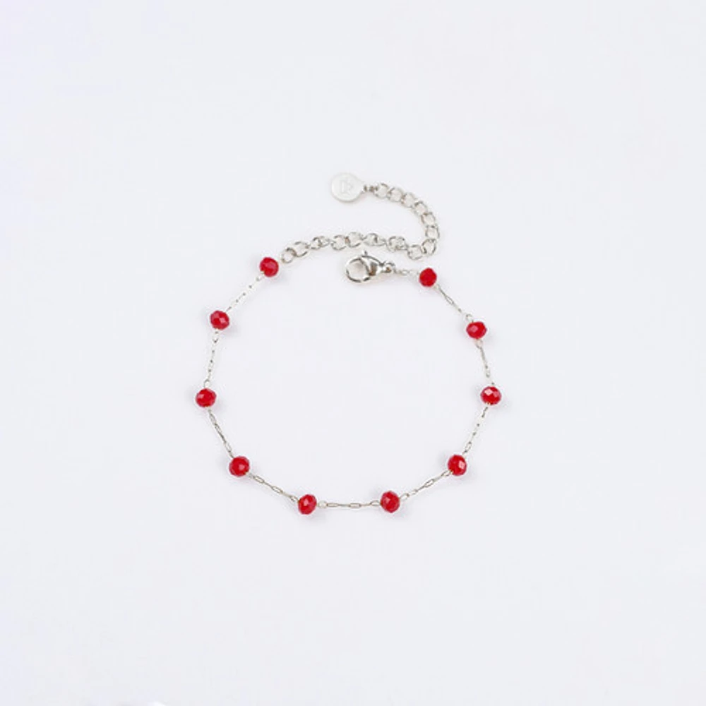 Steel Red Agate Chain Bracelet