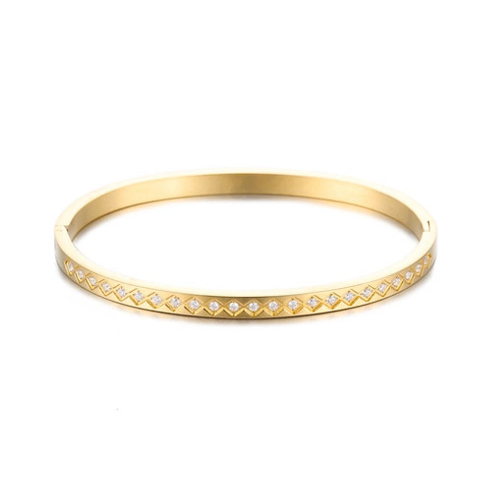 Geometric Gem Bangle Bracelet