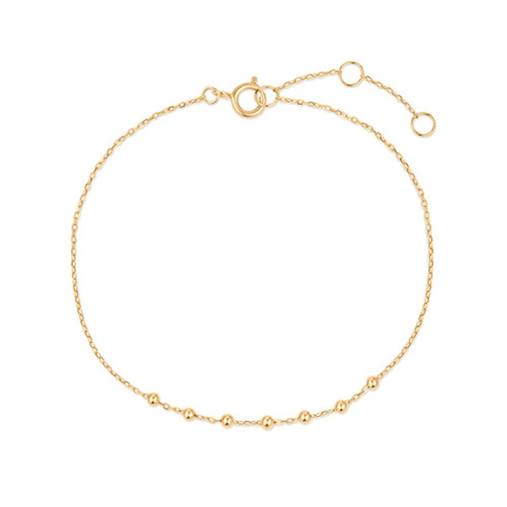 14k Solid Gold Dotted Bracelet
