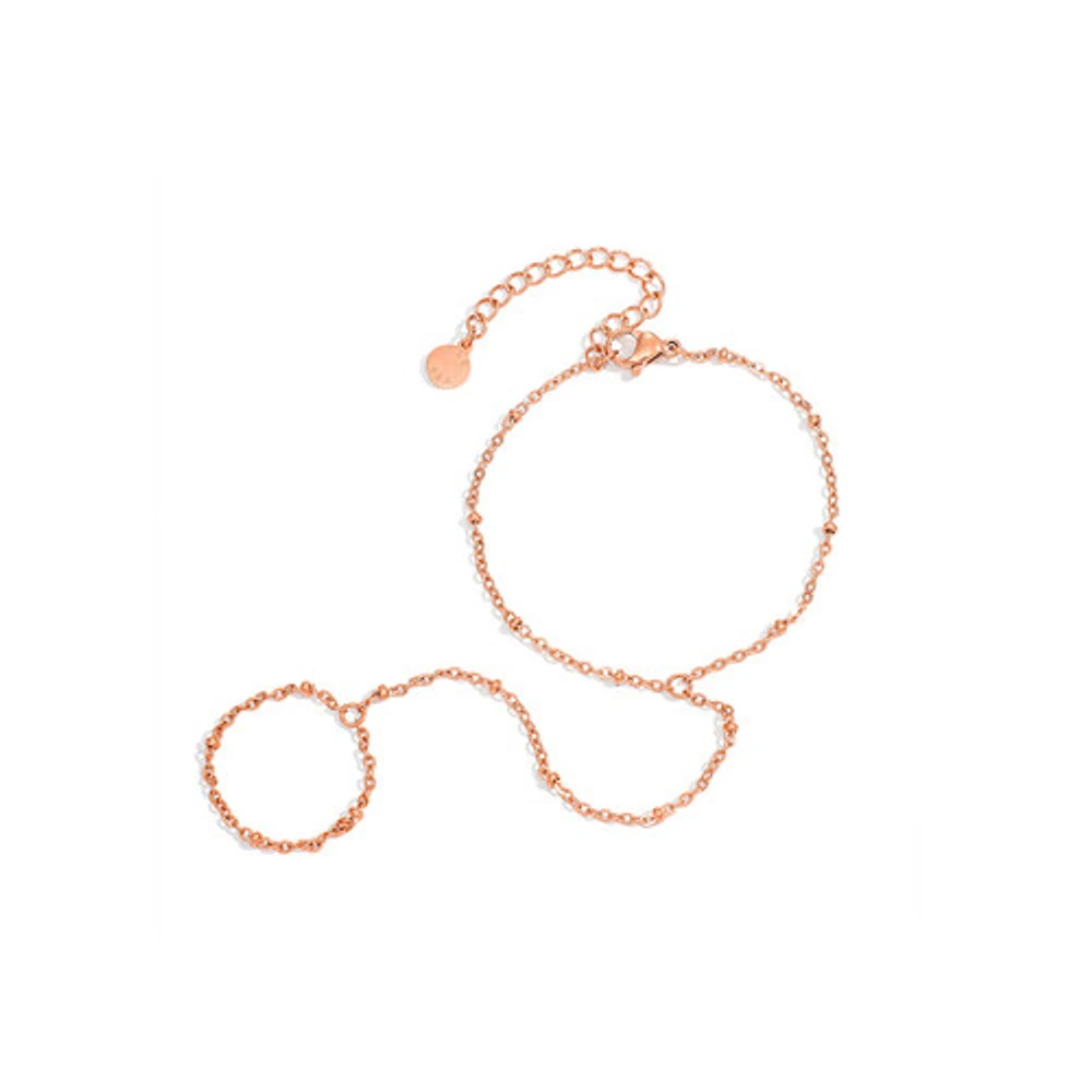Rose Gold Dotted Connected Ring Bracelet