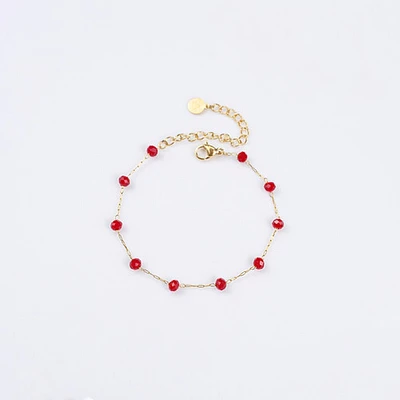 Gold Red Agate Chain Bracelet