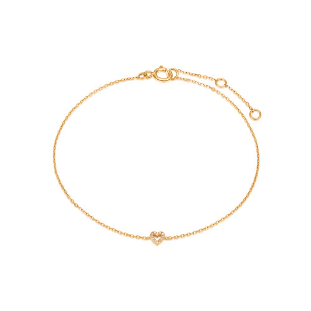14k Diamond Heart Bracelet