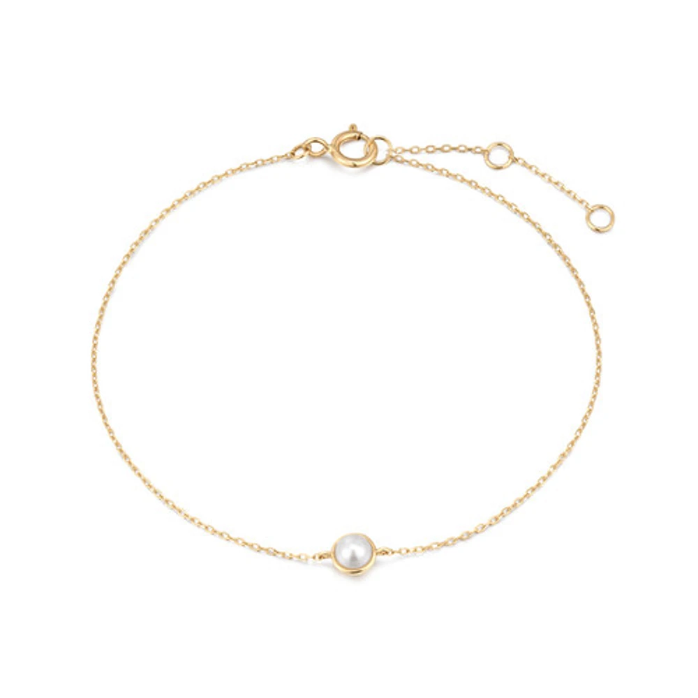 14k Solid Gold Grace Pearl Bracelet