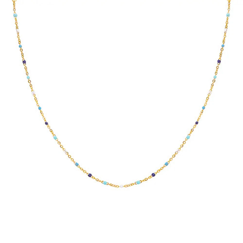 Blue Multi Beaded Chain Necklace