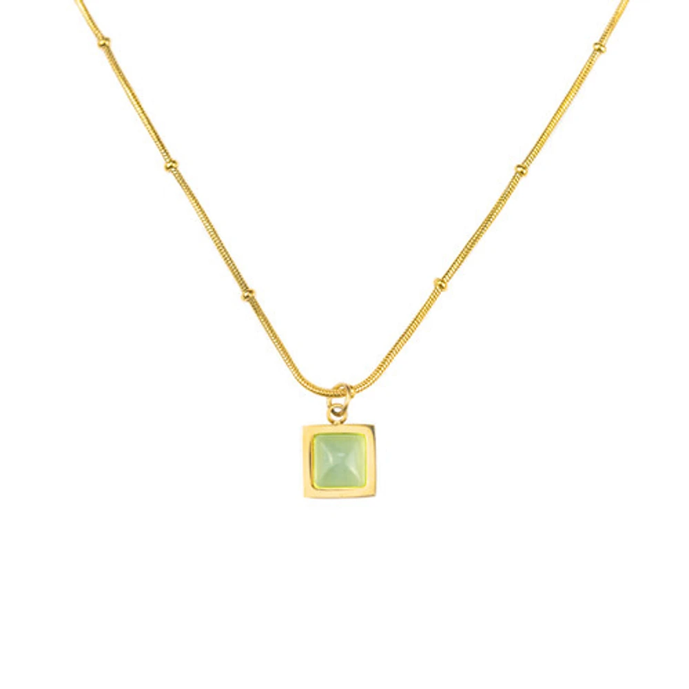 Square Blue Cat's Eye Necklace