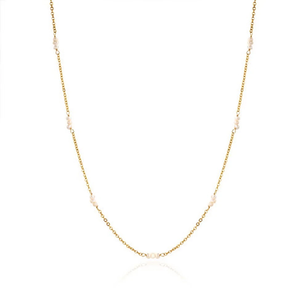 Dainty Trinity Pearl Chain Necklace