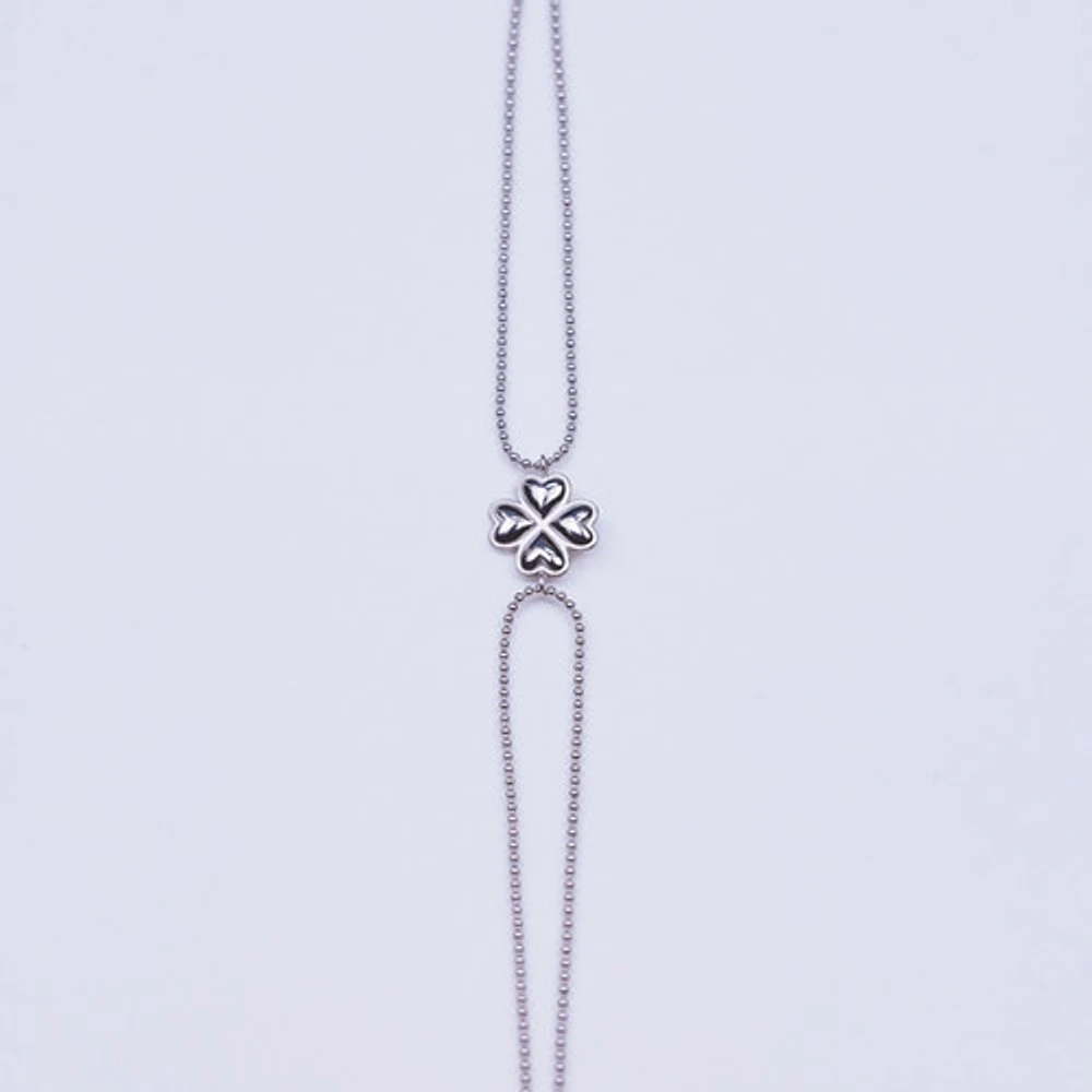 Steel Four Leaf Clover Bracelet