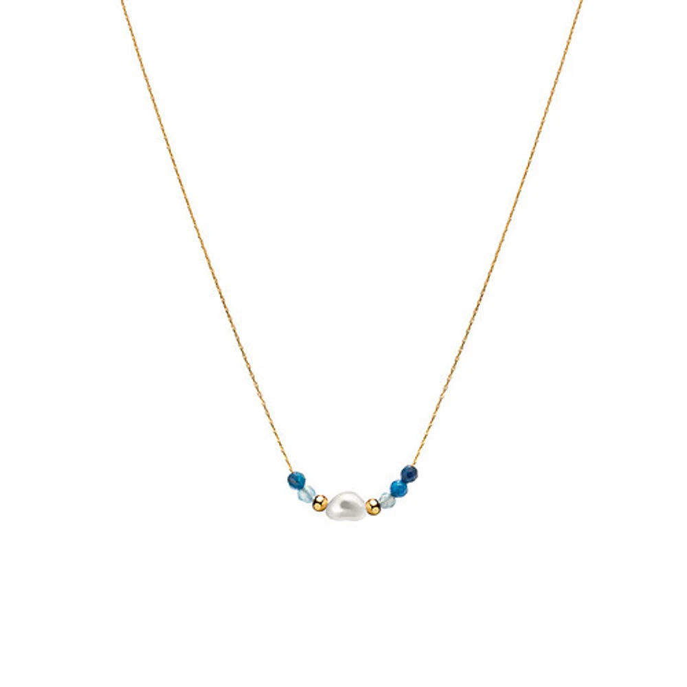 Blue Beads and Chain Necklace