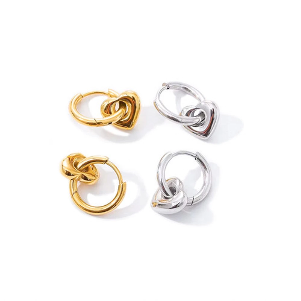 Heart Pendant Mini Hoops