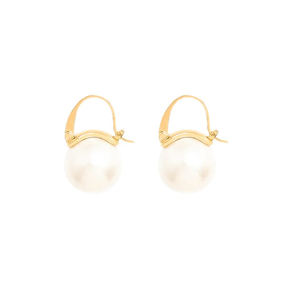 Bold White Pearl Hoops