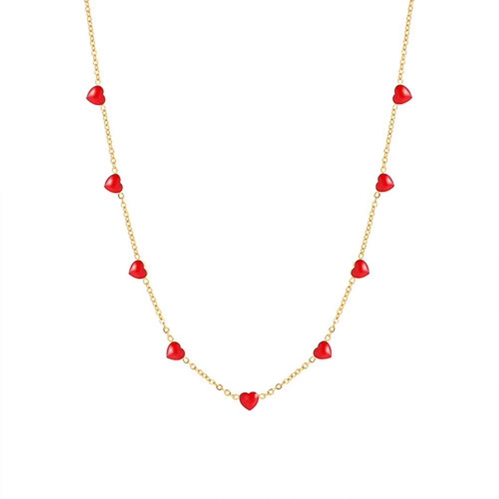 Enamel Heart Chain Necklace