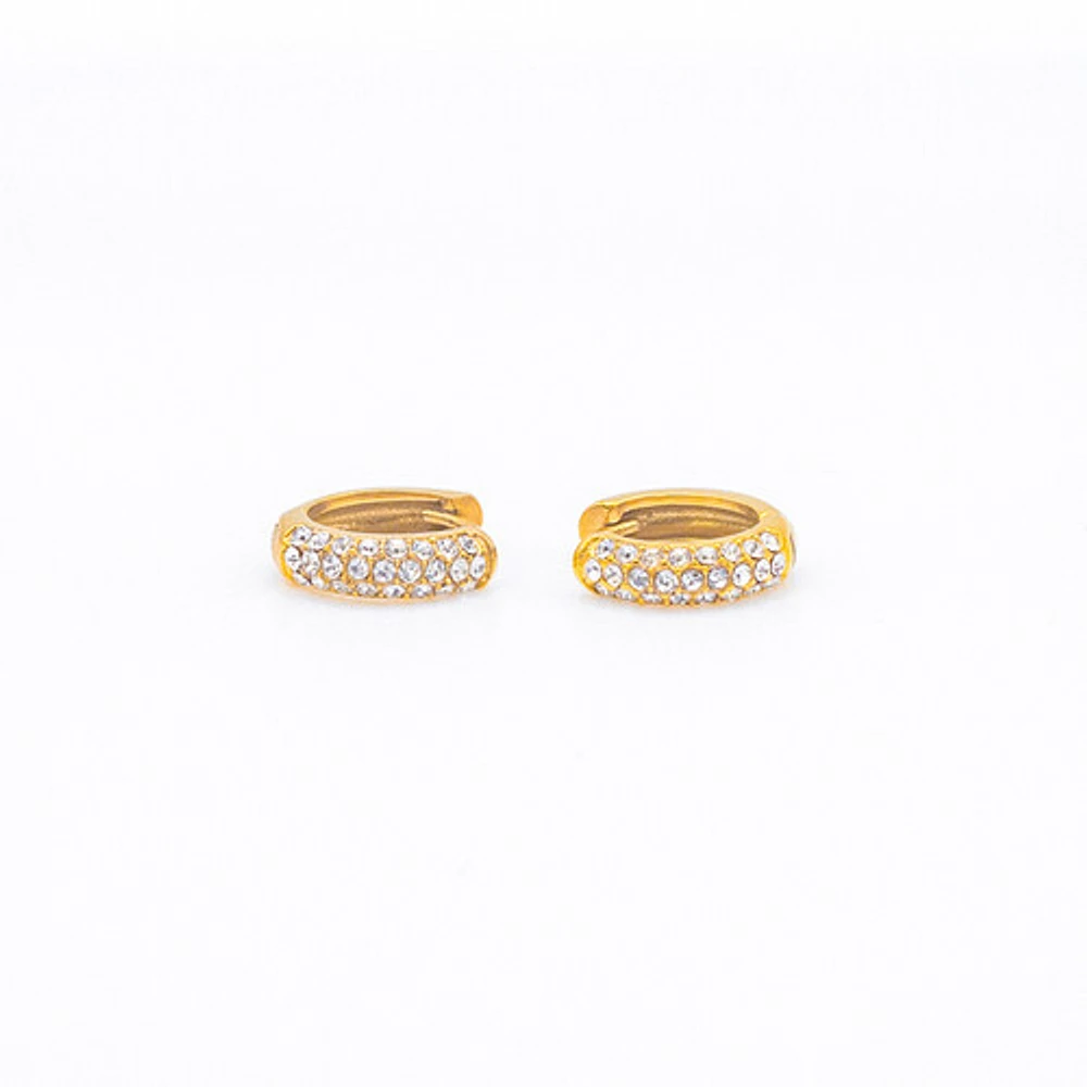 Bold Pave Mini Hoops with White Gems