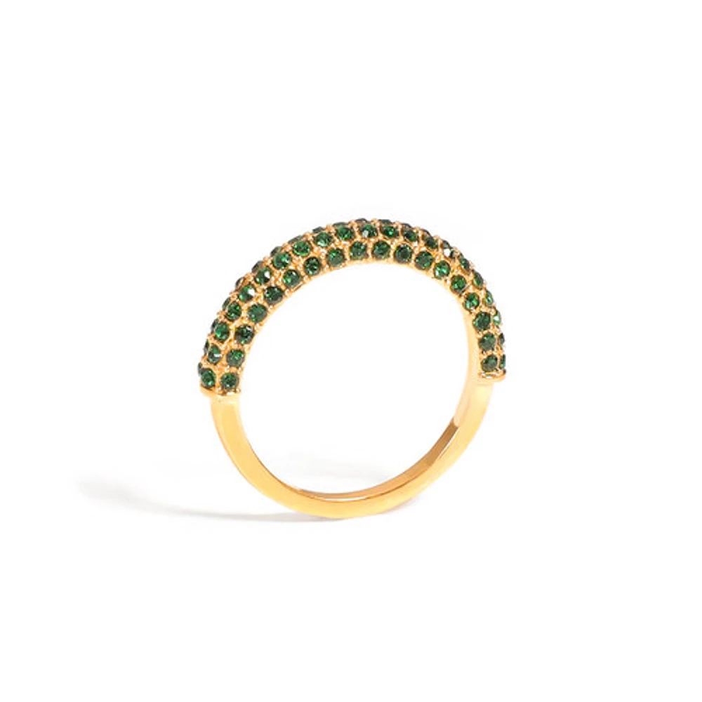 Bold Pave Ring with Green Gems