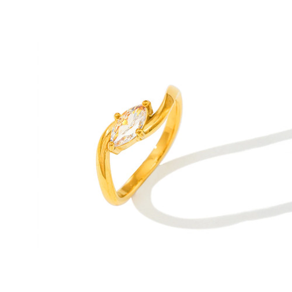 Waved Gemstone Ring