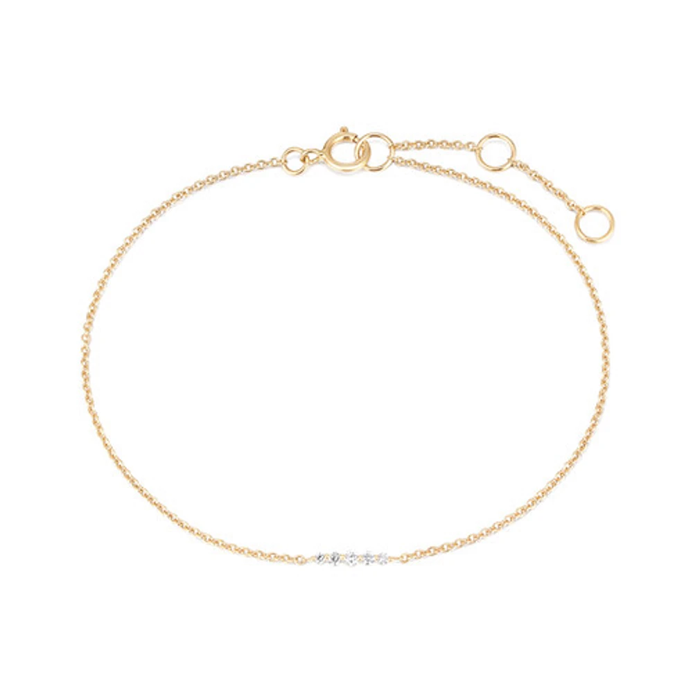 14k Solid Gold Diamond Bar Bracelet
