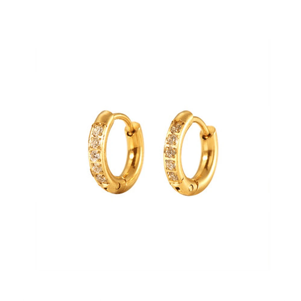 White Lined Gem Hoops