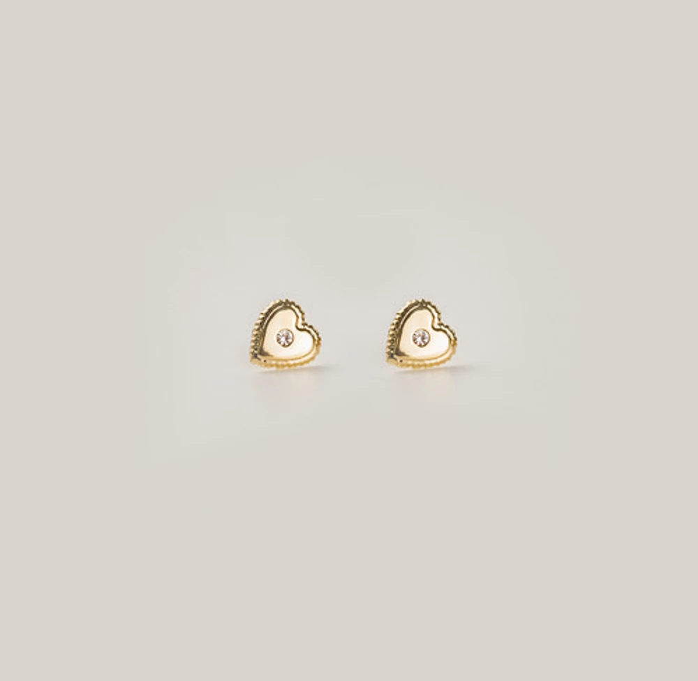 Gem Centered Heart Studs