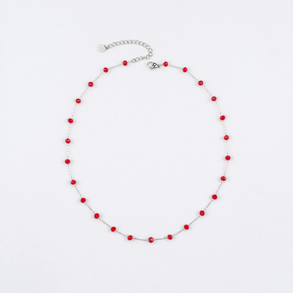 Steel Red Agate Chain Necklace
