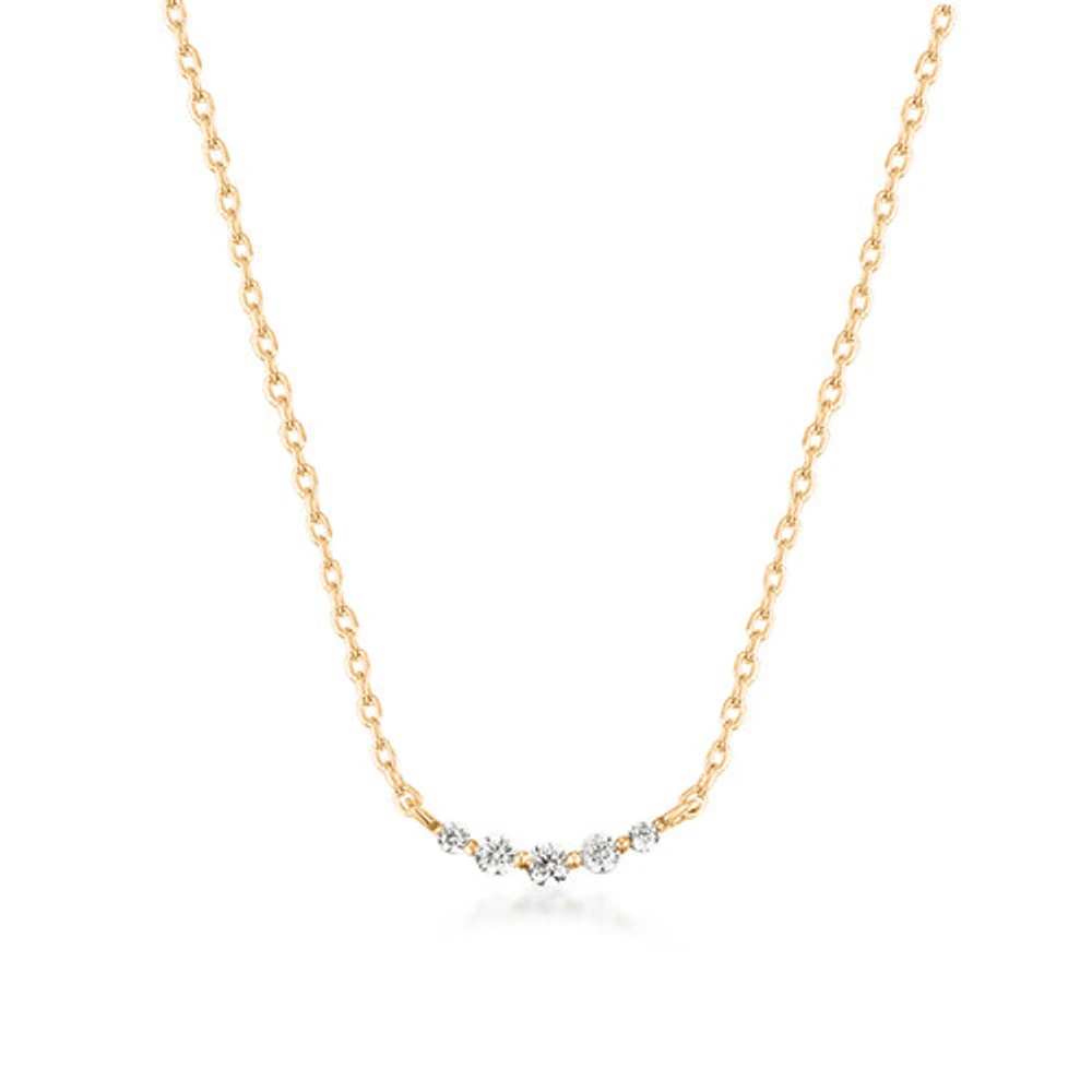 Curved Diamond Bar Necklace
