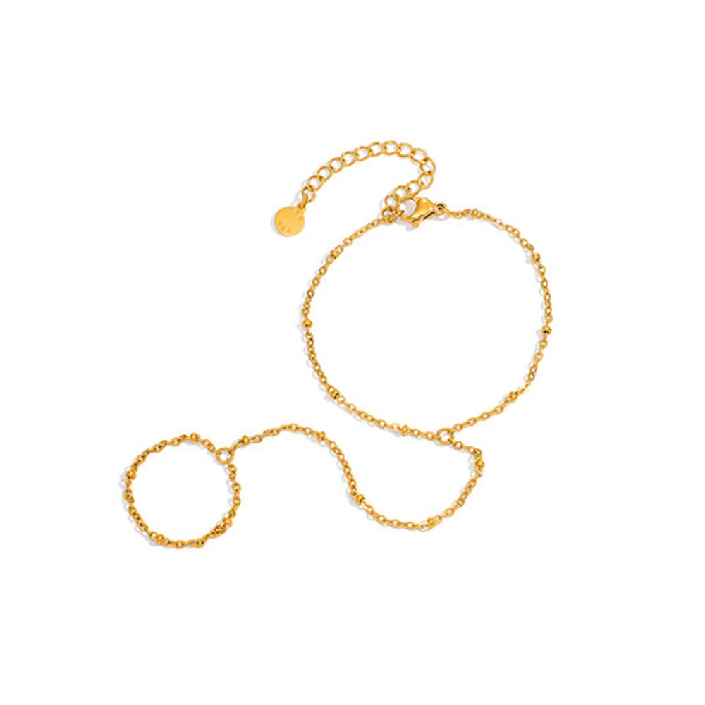 Gold Dotted Connected Ring Bracelet