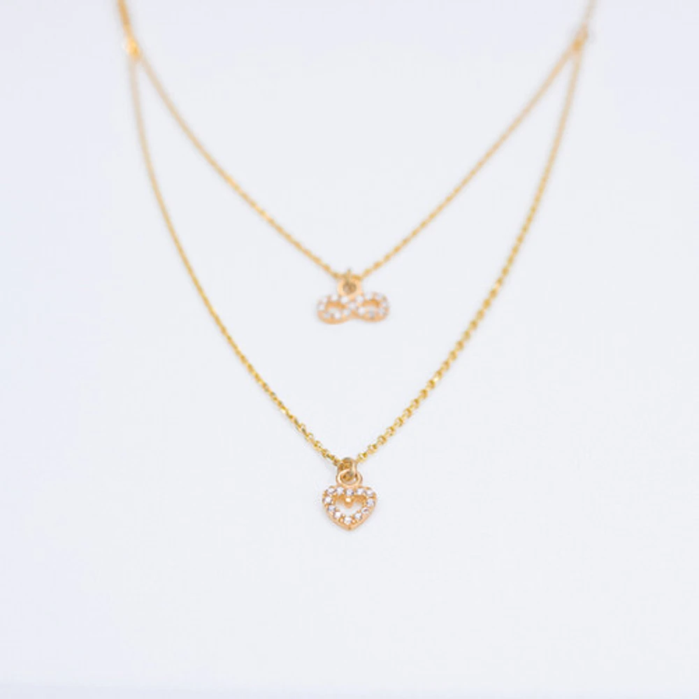 Dual Layer Infinity and Heart Necklace