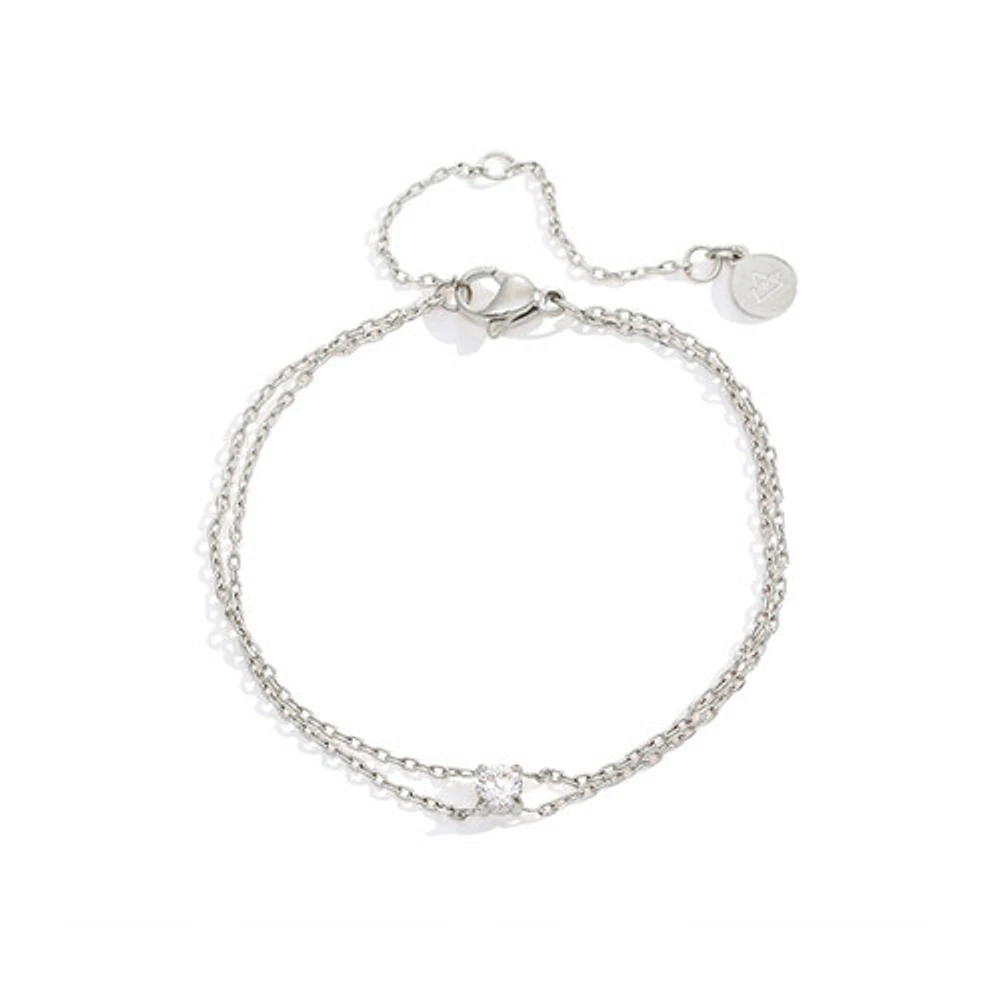Steel Dual Layer Gem Bracelet