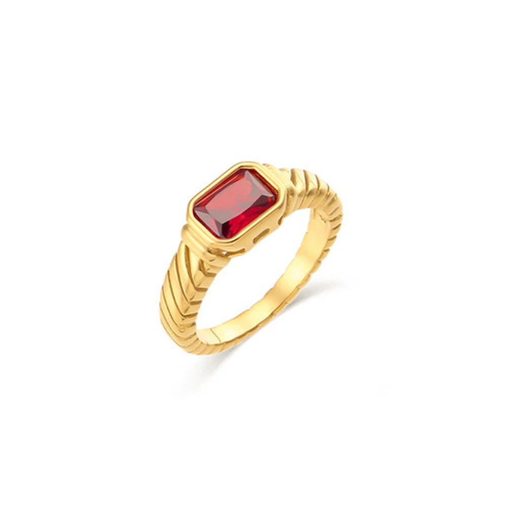 Rectangular Red Gem Ring