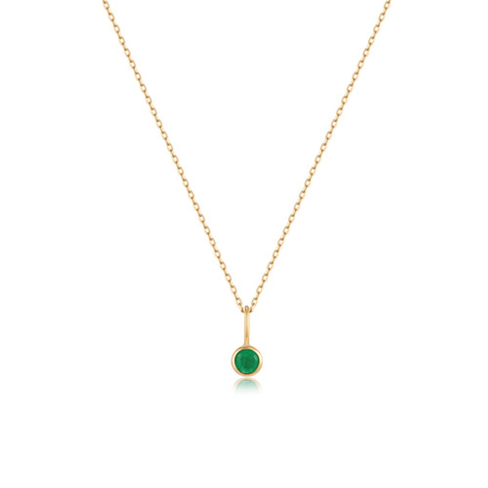 14k Solid Gold Emerald Pendant Necklace