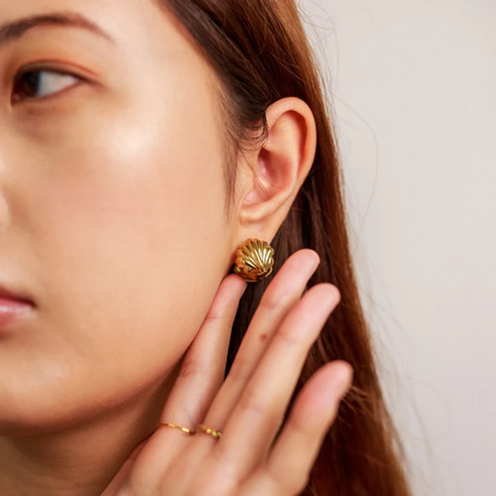 Shell Huggie Hoops