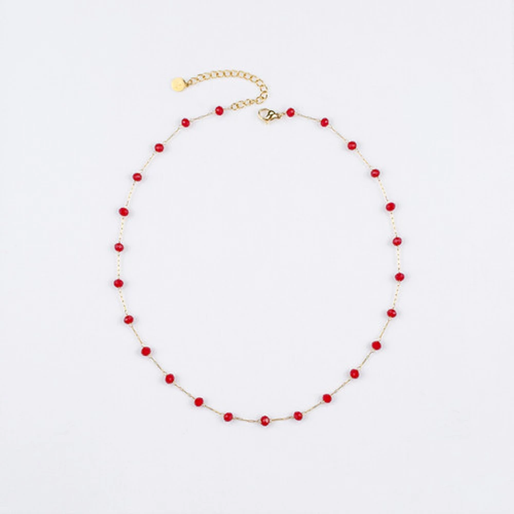 Gold Red Agate Chain Necklace