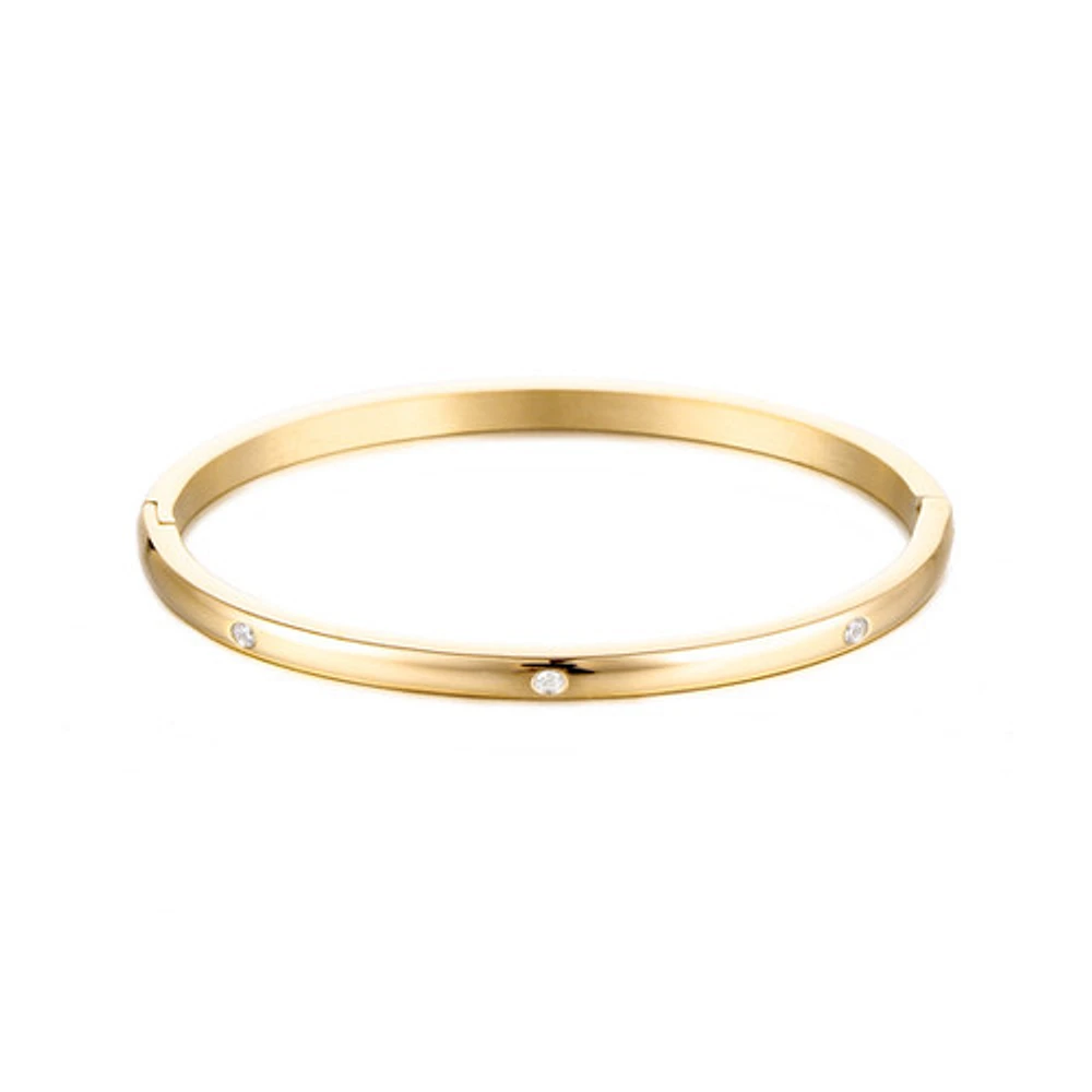 Round Edge Gem Bangle Bracelet