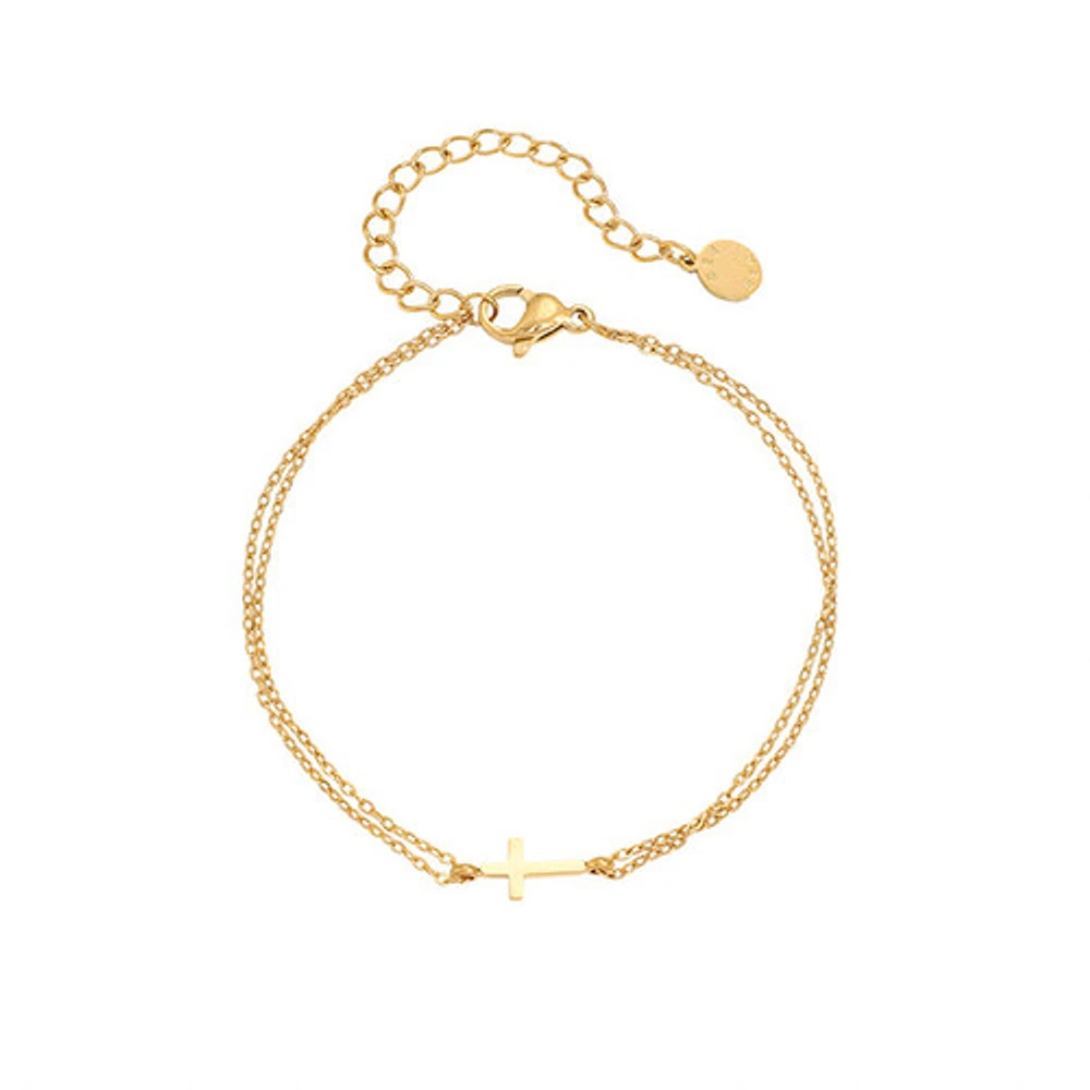 Layered Mini Cross Bracelet