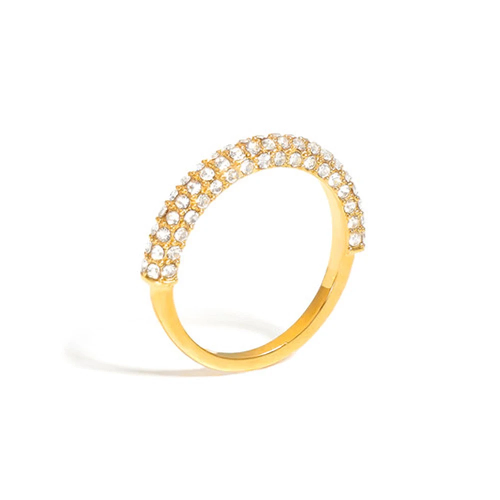 Bold Pave Ring with White Gems