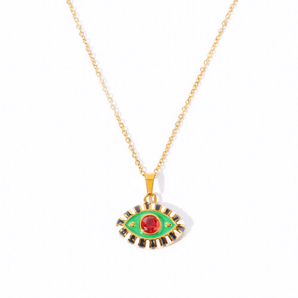 Enameled Evil Eye Necklace