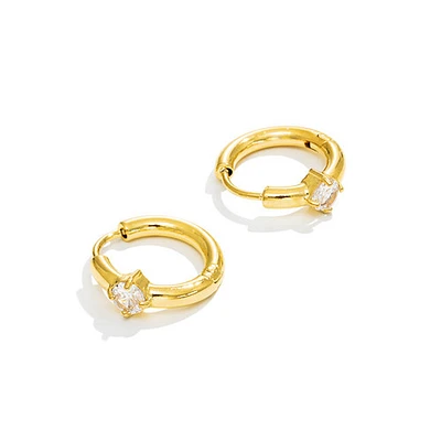 Round Gem Small Hoops