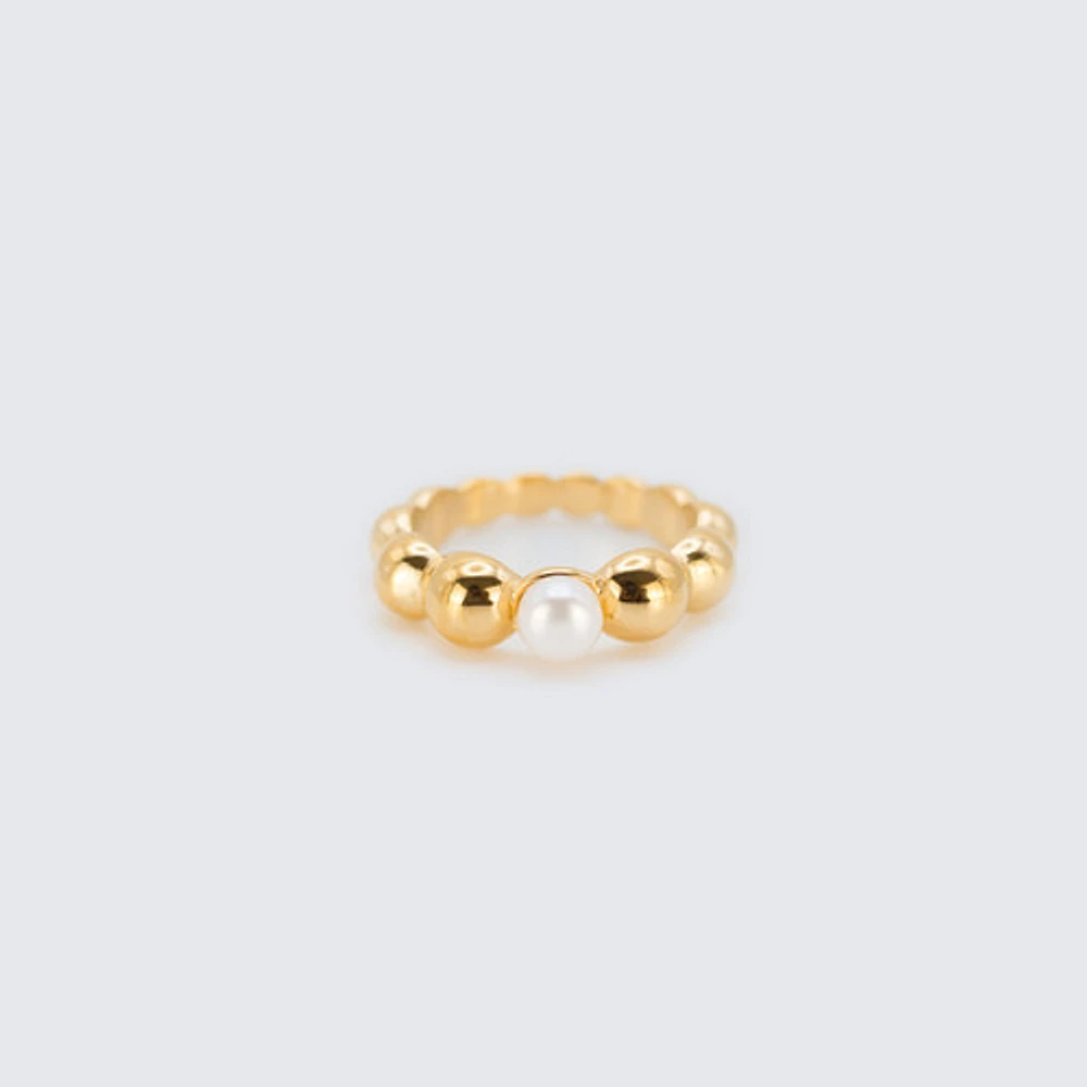 Gold Bubbles Pearl Ring