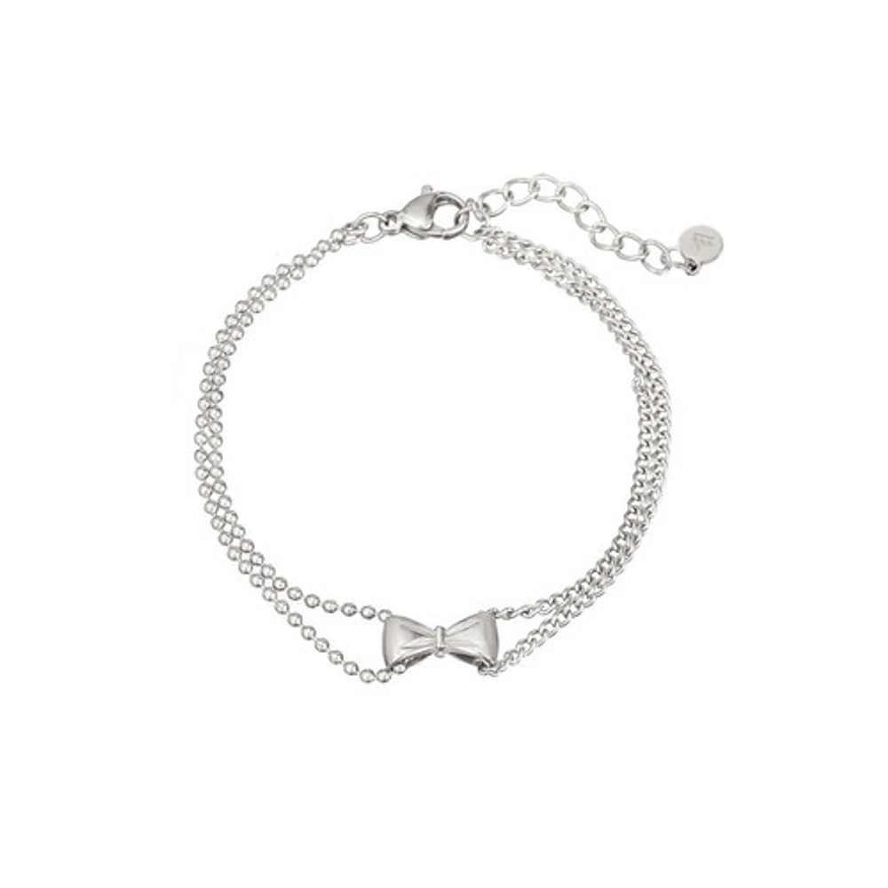 Steel Layered Bow Bracelet