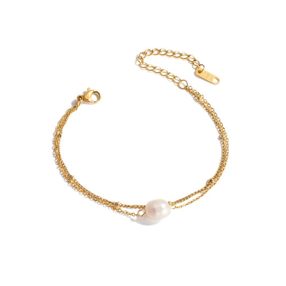 Layered Pearl Pendant Bracelet
