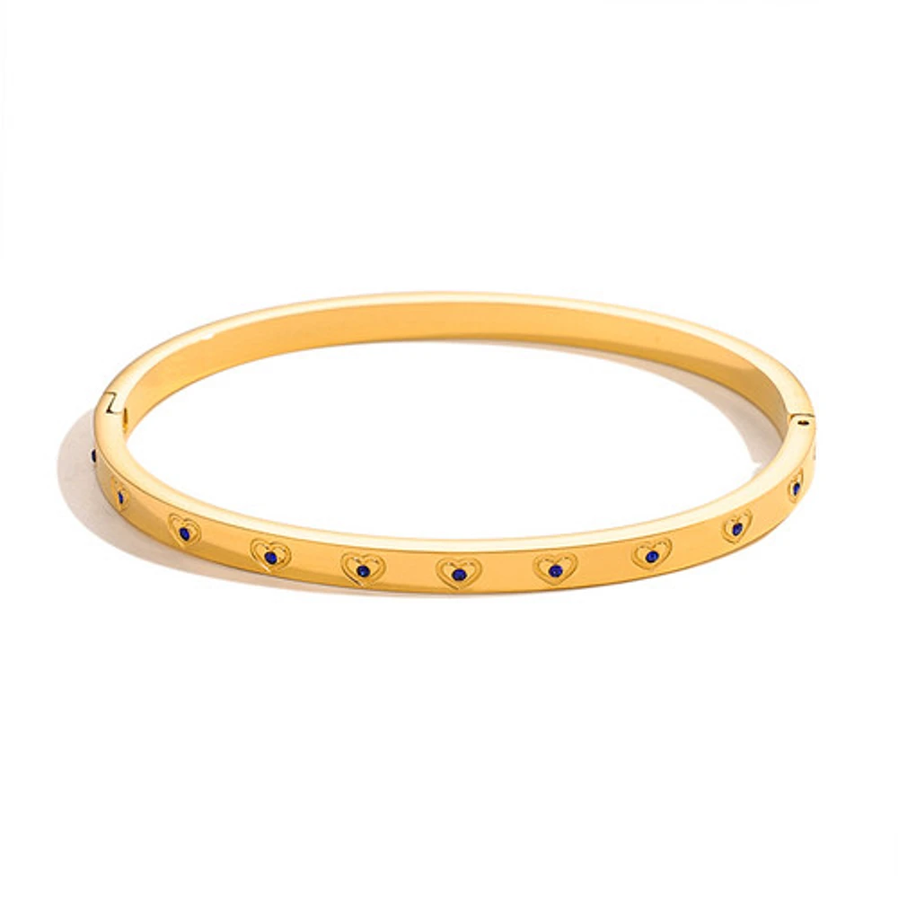Blue Gem Heart Bangle