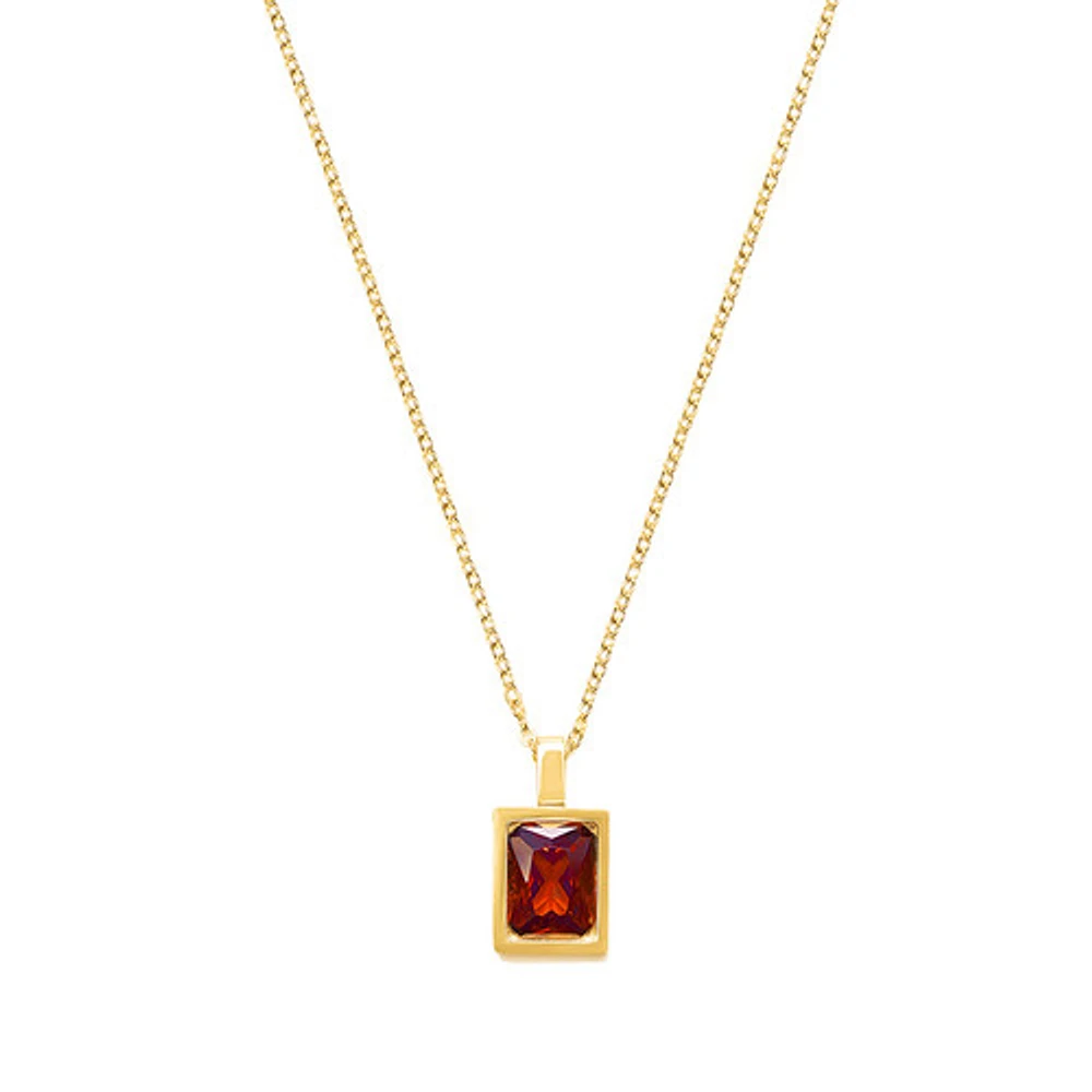 Rectangular Red Gem Necklace