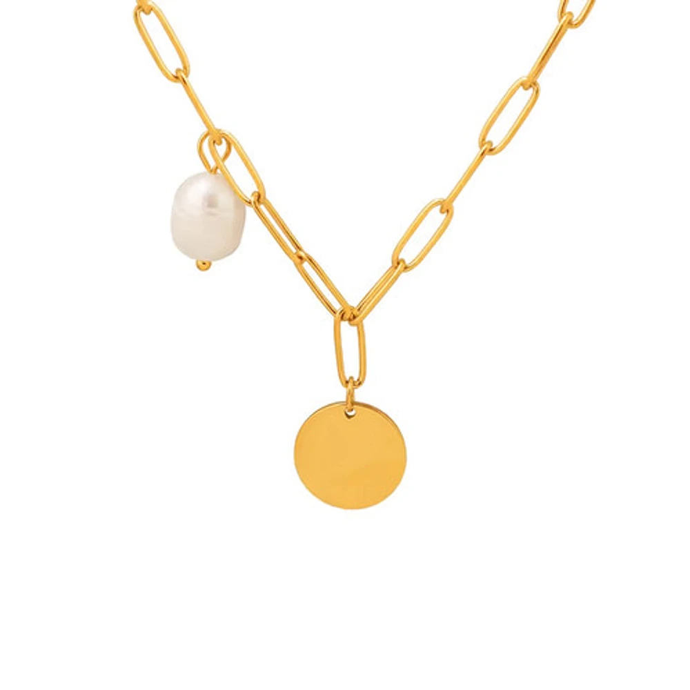 Gold Coin Pearl Necklace