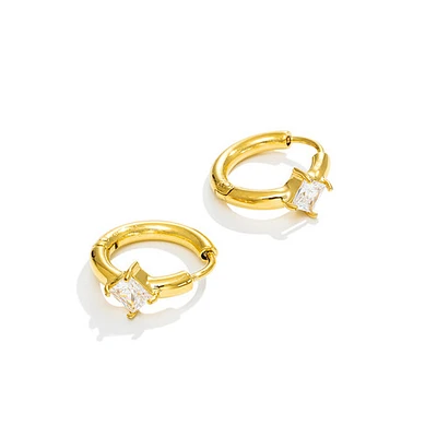 Square Gem Small Hoops