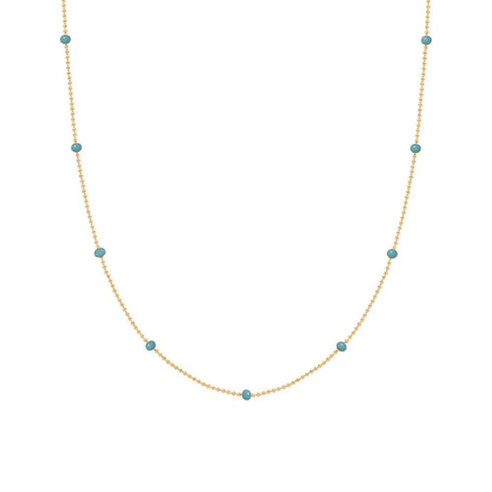 Blue Enamel Beaded Necklace