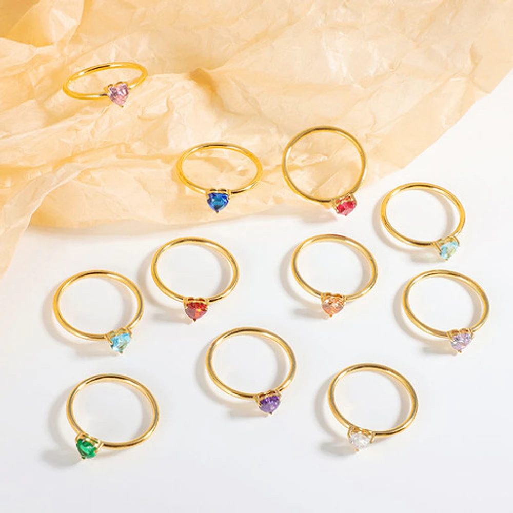 Gold Birthstone Heart Ring