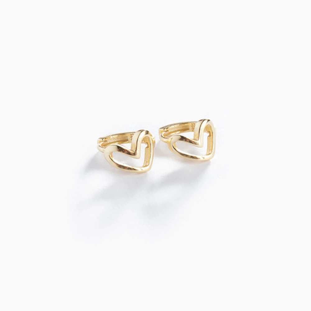 Gold Open Heart Mini Hoops