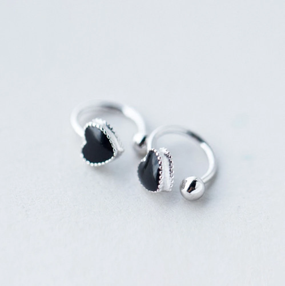 Black Enameled Heart Cuff